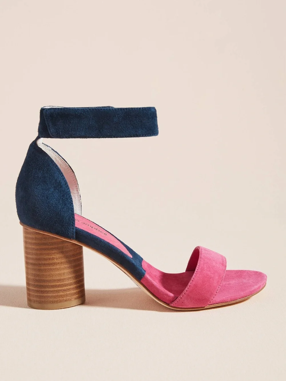 Jeffrey Campbell Two-Tone Suede Block Heel Sandal - Pink & Navy PR26-2